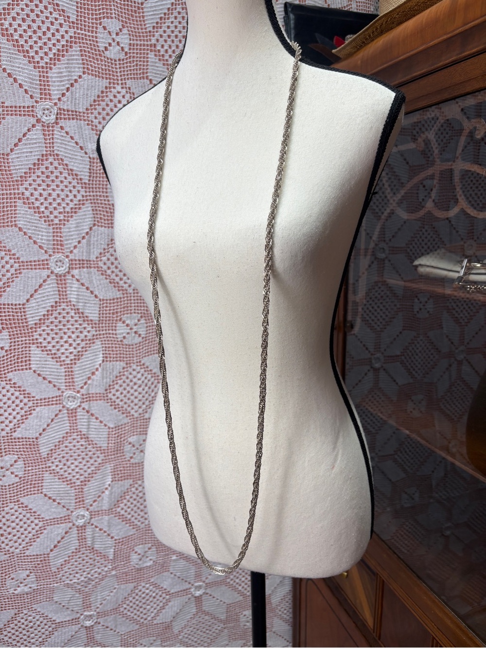 Heavy 925 Sterling Silver 56” Long Woven Chain Necklace 75g